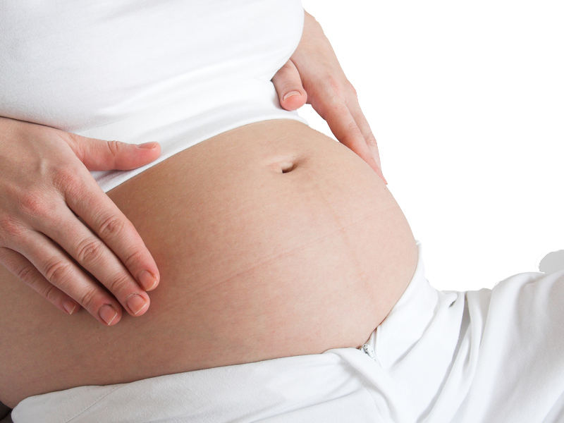 woman's pregnant stomach